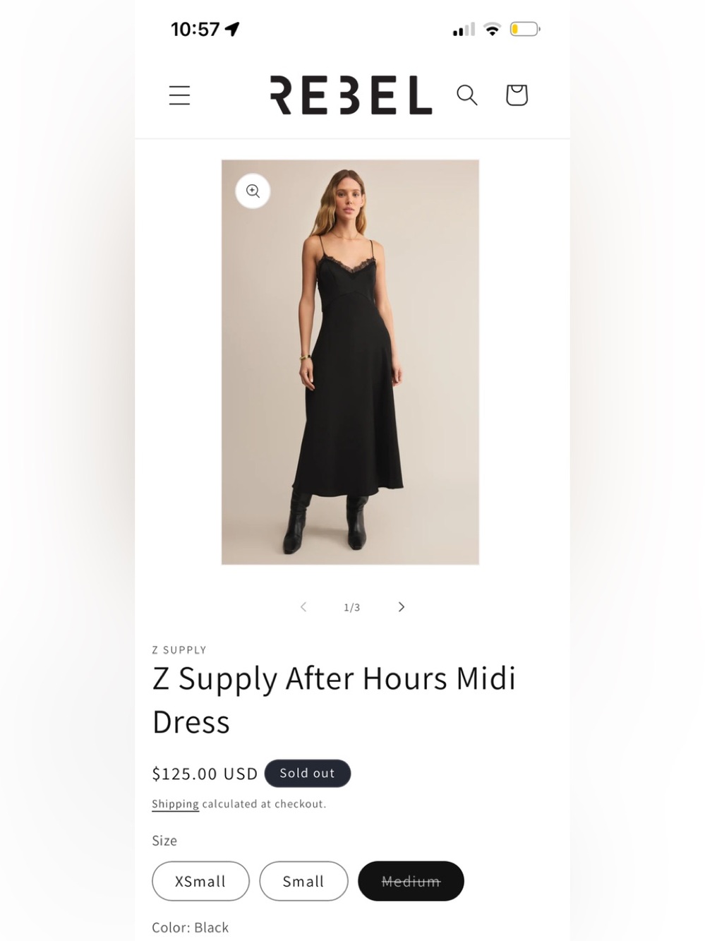 Z Supply After Hours Midi Dress Lace Trim Black Medium minimalist vampy dainty